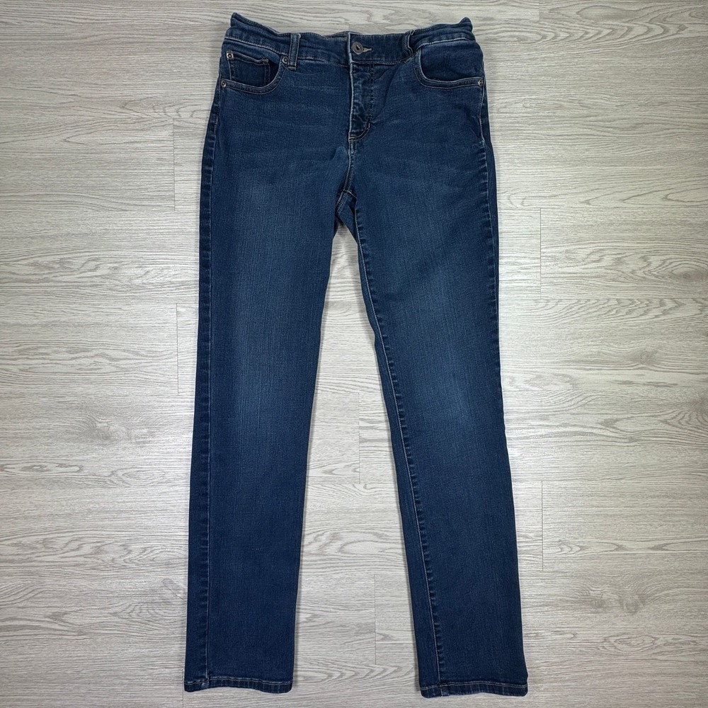 Chico's Women's Jeans So Slimming Straight Leg Blue Denim Size 1 Tall Stretch